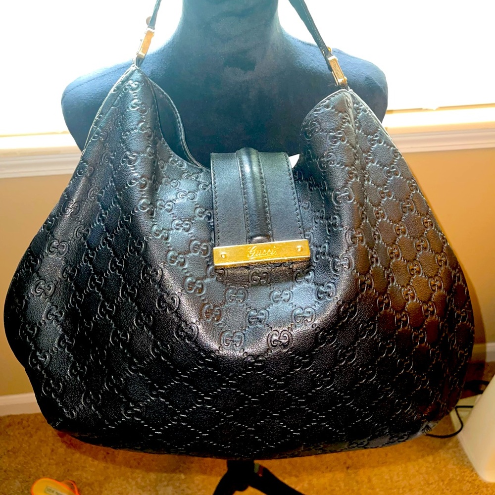 Authentic Monogram Gucci Black Shoulder bag